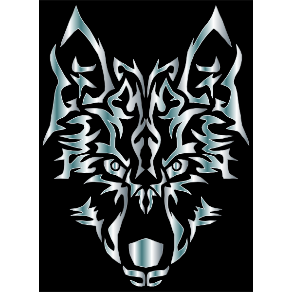 Silver Symmetric Tribal Wolf