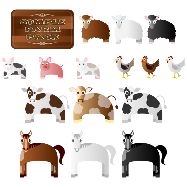 Simple Farm Animals Vector