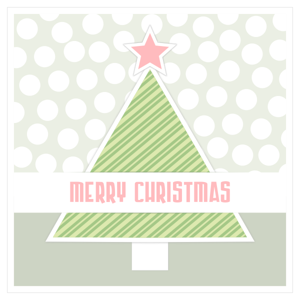 Red and green Christmas tree greeting card vector clip art