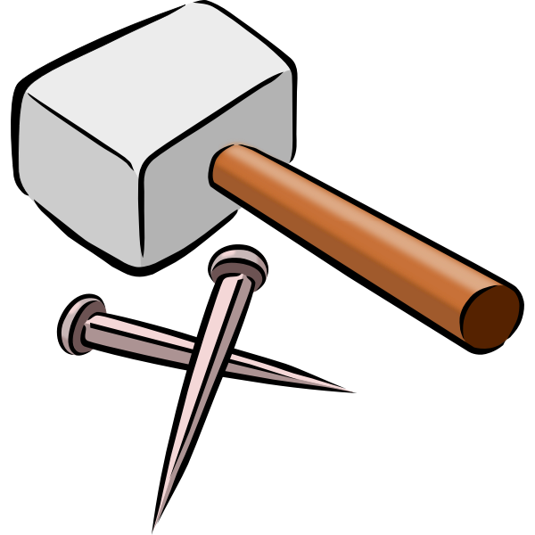 Hammer and nails vector drawing Free SVG