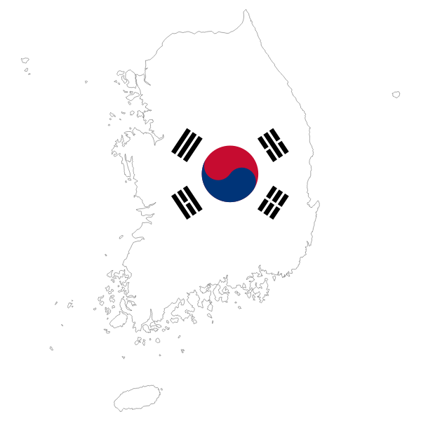 South Korea Map Flag With Stroke