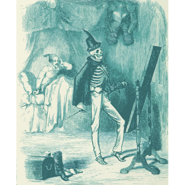 Man and skeleton