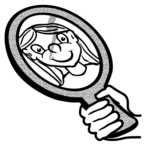 Vector Clip Art Of Kid Holding A Hand Mirror Free Svg