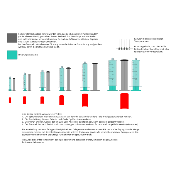 Vector image of syringes of different sizes
