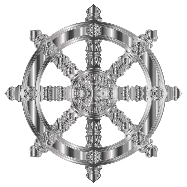 Stainless Steel Ornate Dharma Wheel