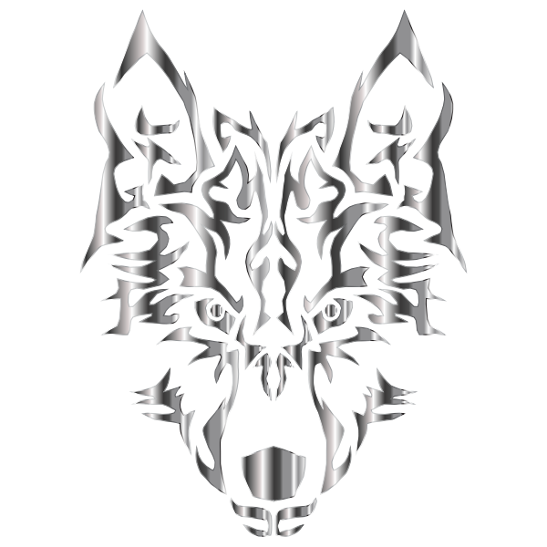 Steel Symmetric Tribal Wolf No Background