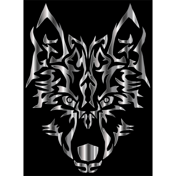 Steel Symmetric Tribal Wolf