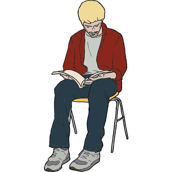 Vector drawing of young man sitting on chair Free SVG