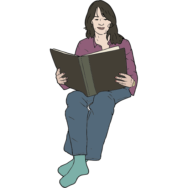Vector image of woman reading