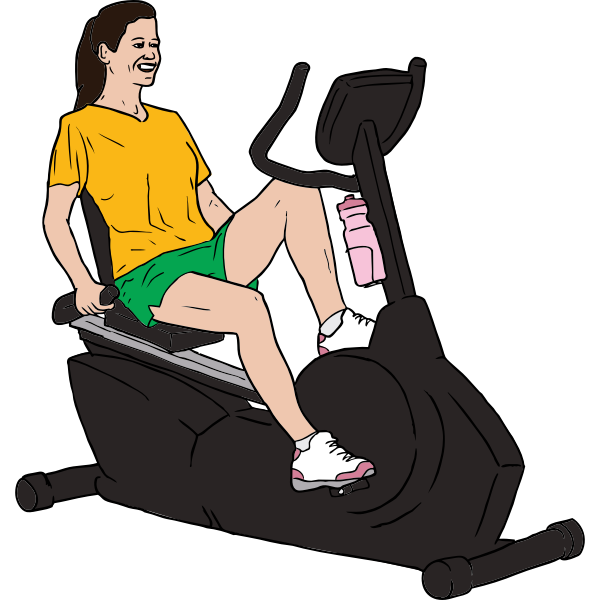 Vector graphics of woman exercising on recumbent exercise bike