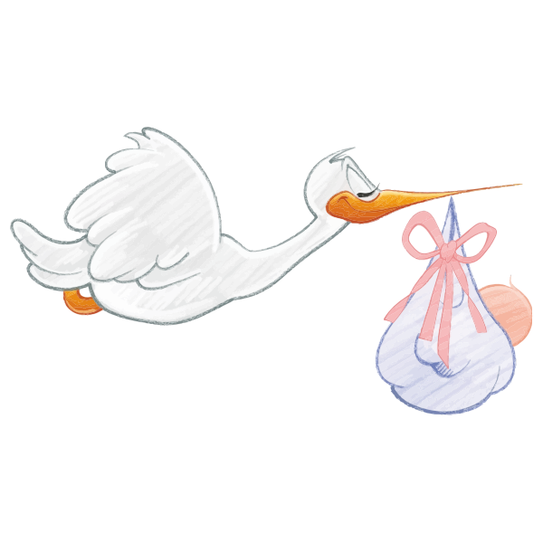 Stork Carrying Baby Girl | Free SVG