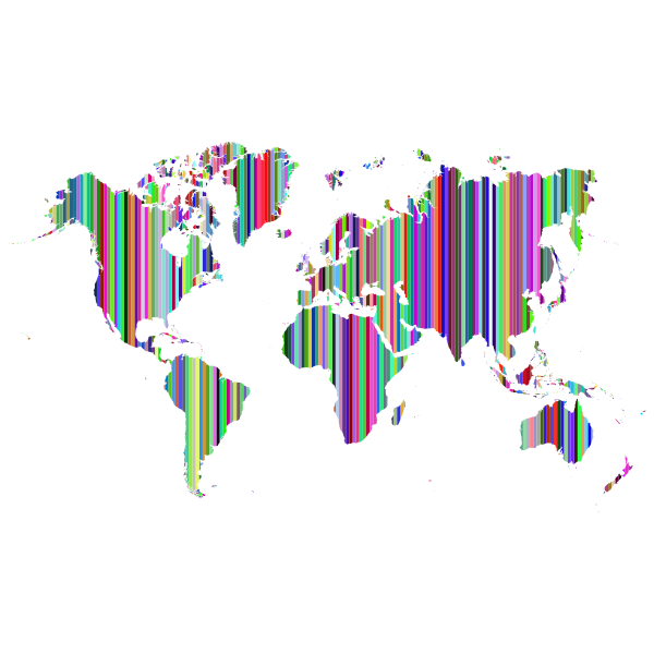 Striped World Map Prismatic