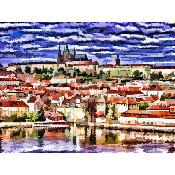 Stylized Painting Of The City Of Prague