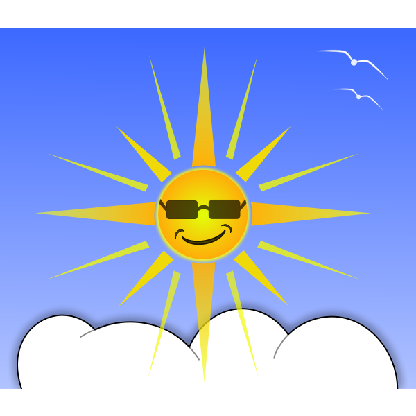 Sun and cloud vector illustration