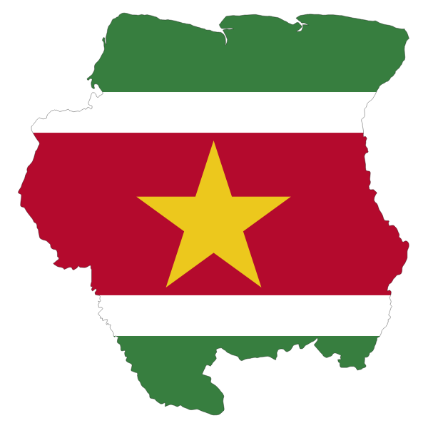 Suriname's map and flag