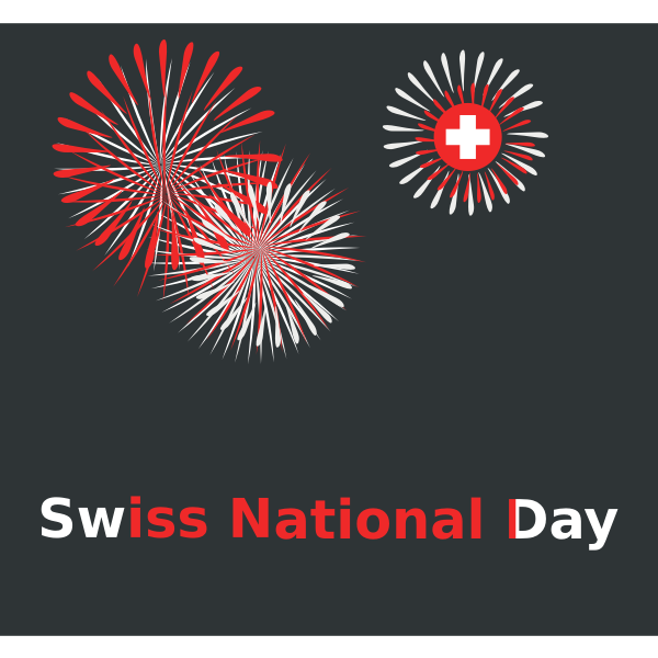 Swiss National Day fireworks sign vector clip art