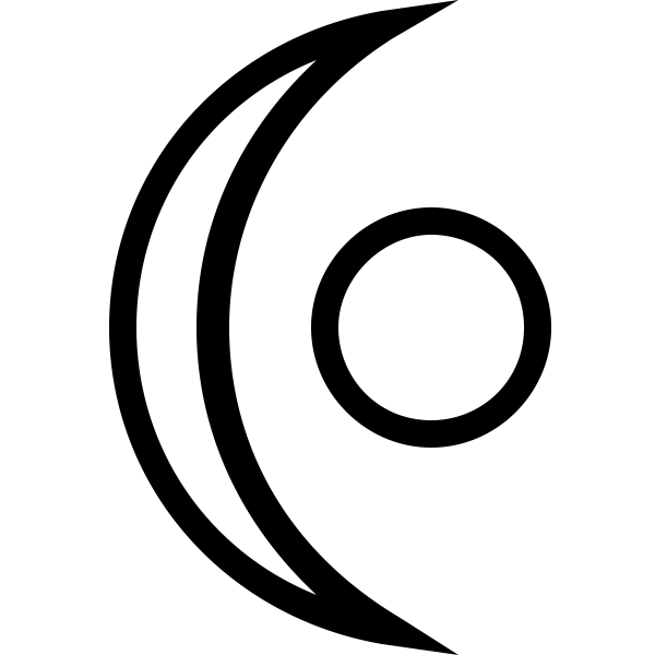 Illustration of a symbol with crescent shape and a circle