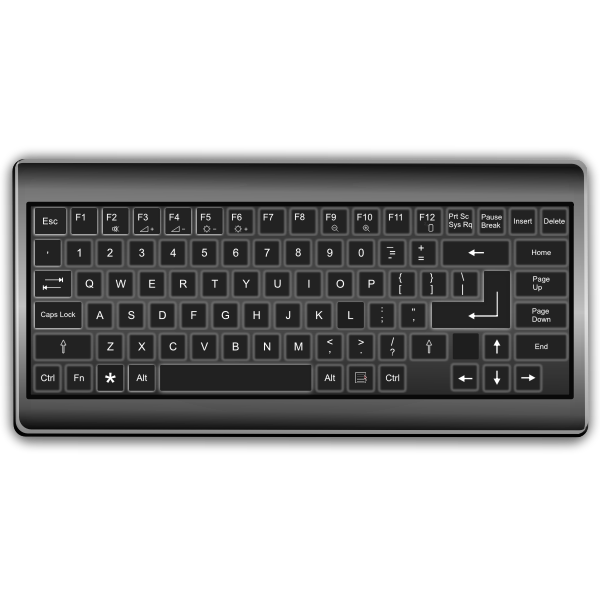 Black and white keyboard with shadow vector image