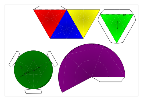 nets of cone enveloped tetrahedron