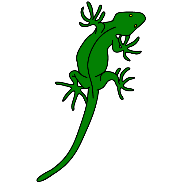 The lizard is climbing the wall