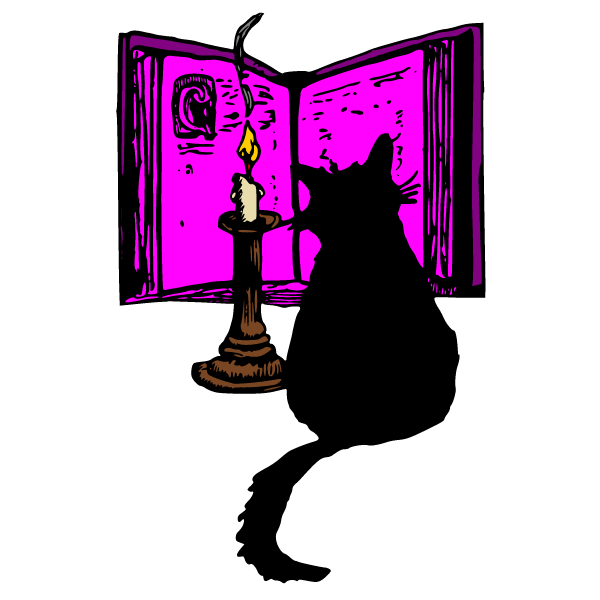 The cat is reading a book