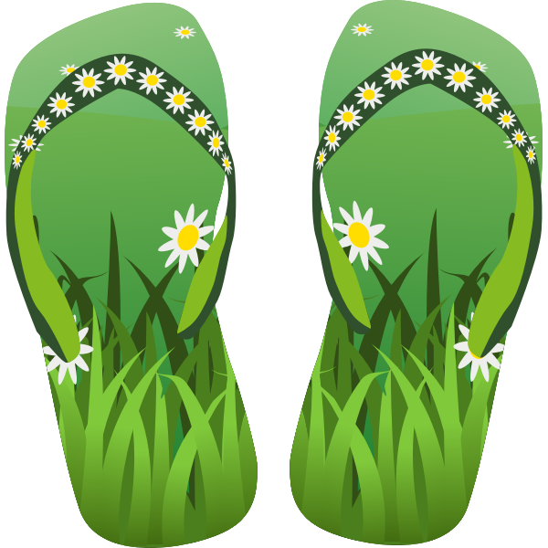 Green flip flops footwear