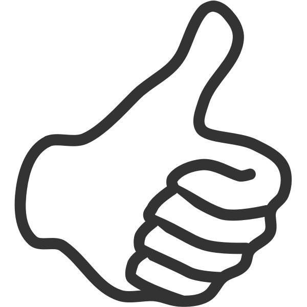 Thumb up symbol with left hand