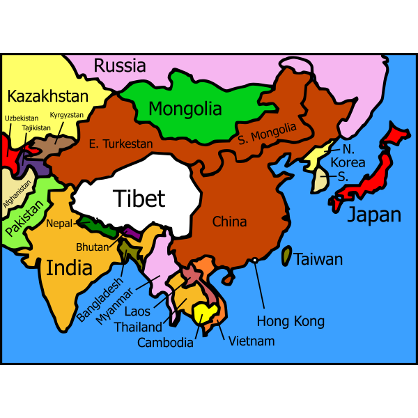 Tibet and its neighbors map