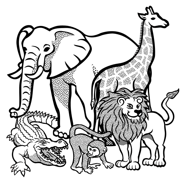 Outline drawing of African animals | Free SVG