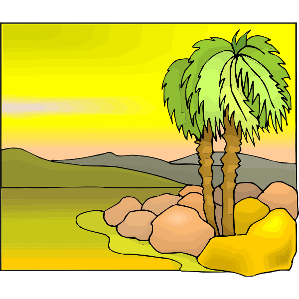 Tropical tree color illustration