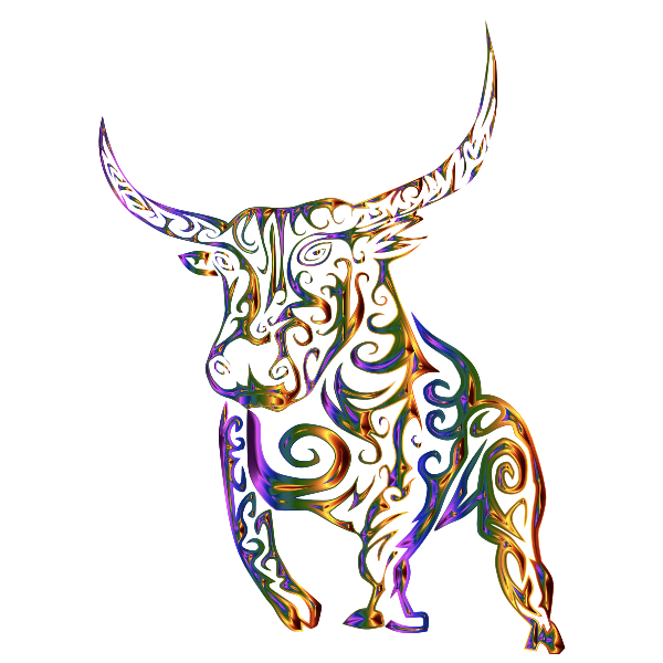 Tribal Bull Line Art Prismatic