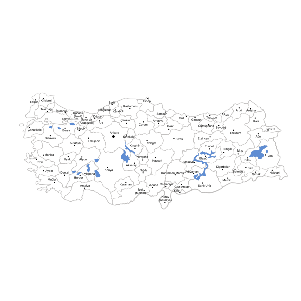 Provinces of Turkey vector drawing