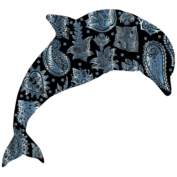 Turquoise Floral Pattern Dolphin