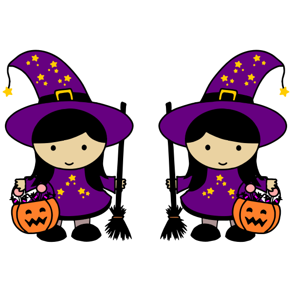 Twin Halloween witches