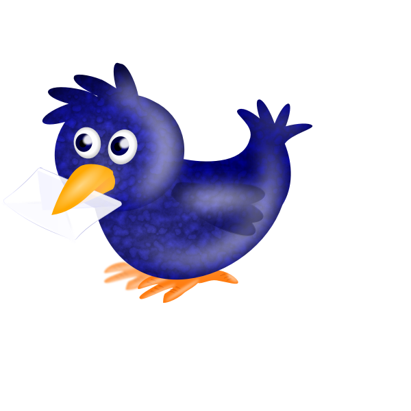 Image of twitter bird carrying a letter in its beak