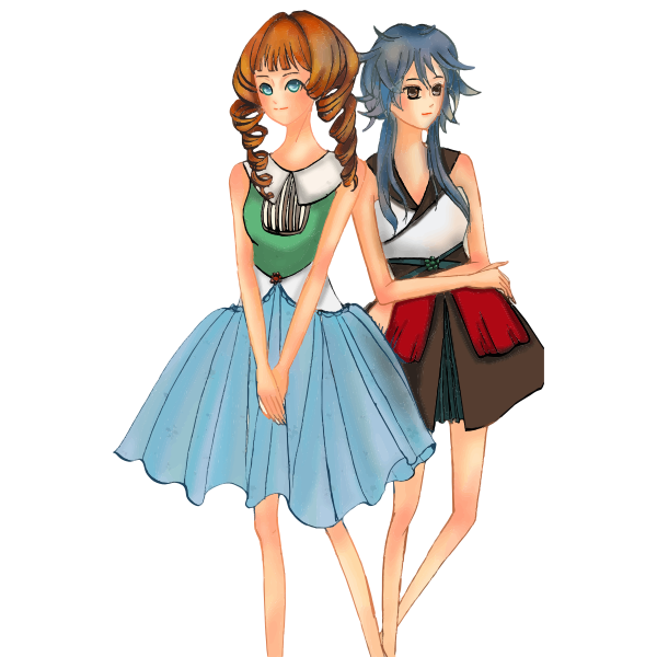 Two anime girls | Free SVG