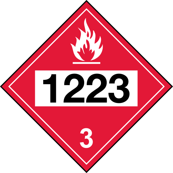 Vector illustration of red sign with UN 1223 code for kerosene