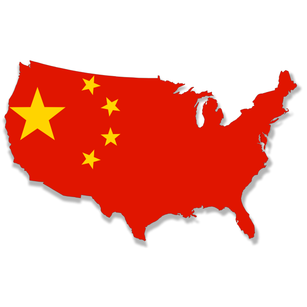 Download USA map with Chinese flag over it vector clip art | Free SVG