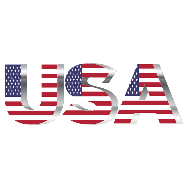 USA Flag Typography Chrome No Background
