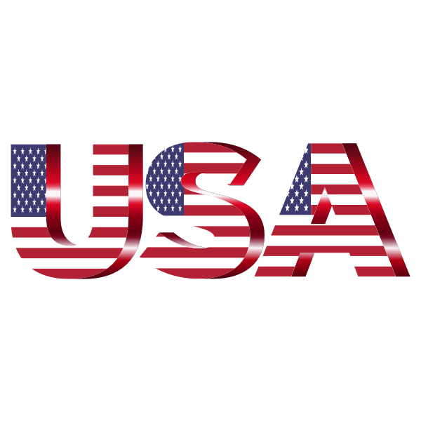 USA Flag Typography Crimson No Background