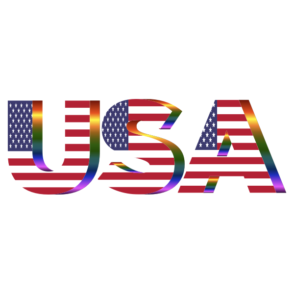 USA Flag Typography Prismatic No Background