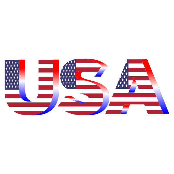 USA Flag Typography Red White And Blue No Background