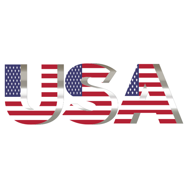 USA Flag Typography Shiny Pearl No Background