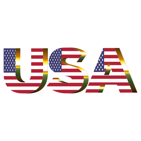 USA Flag Typography Sun Glare No Background