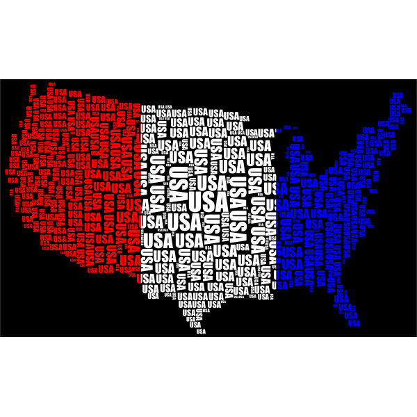 USA Word Cloud Red White Blue