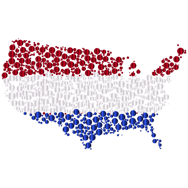 United States Flag Map Circles Enhanced