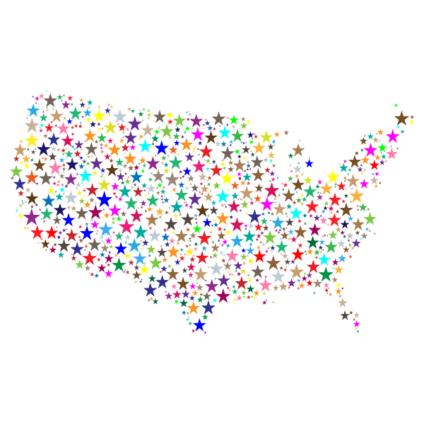 United States Map Prismatic Stars 2