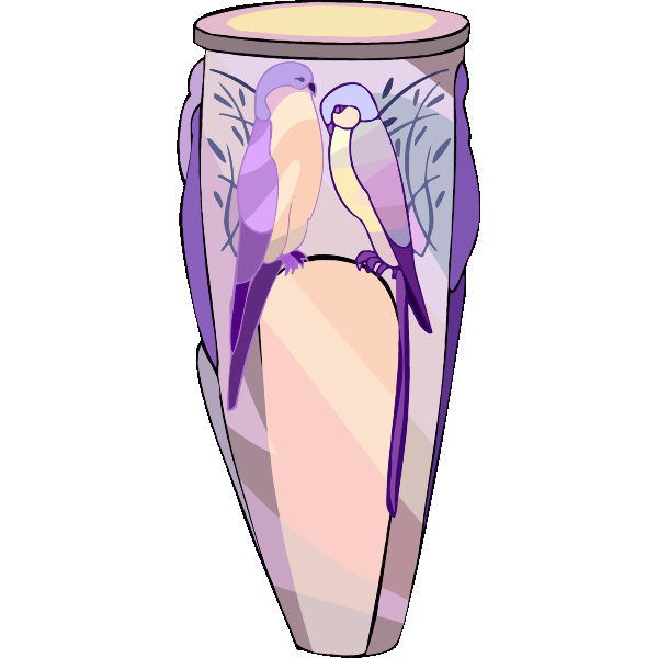Vase with birds