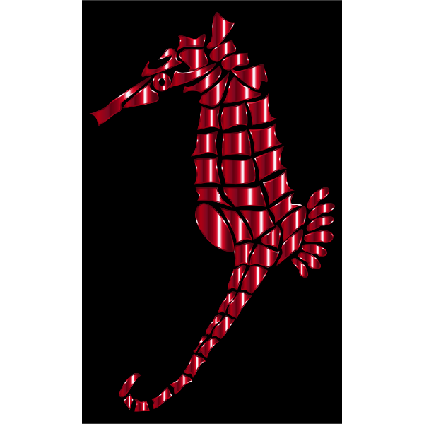 Vermillion Stylized Seahorse Silhouette