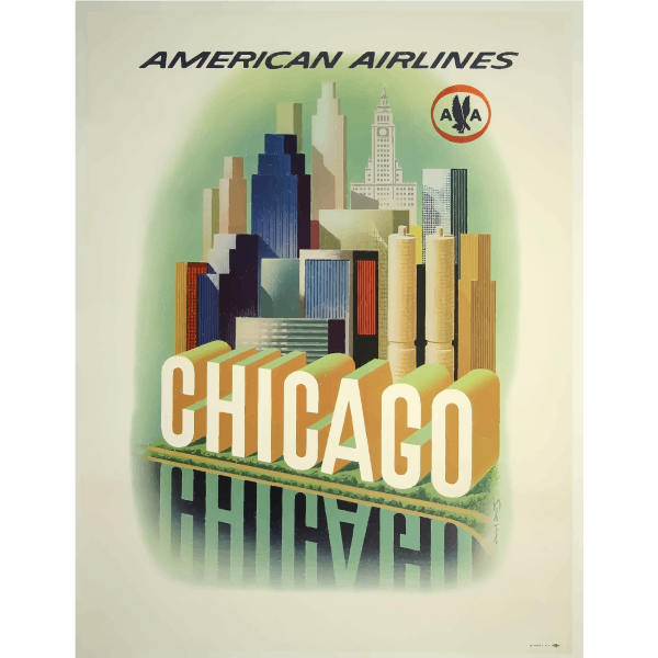 Chicago Illinois Sailboat  United States America Travel Advertisement Poster 